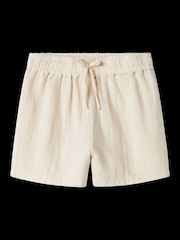 Name It White 100% Cotton Linen Look Drawstring Shirts - Image 3 of 5