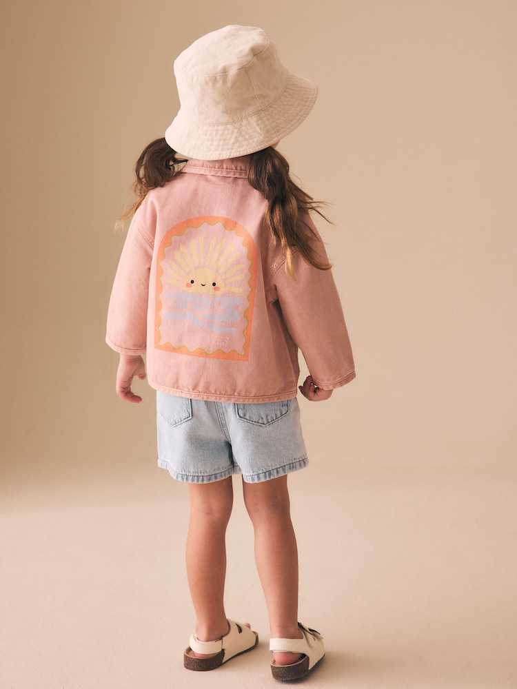 Pink Sun Back Print Denim Jacket (3mths-7yrs) - Image 1 of 4