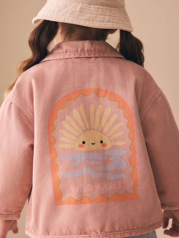 Pink Sun Back Print Denim Jacket (3mths-7yrs) - Image 4 of 4