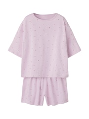 Name It Purple Girls Heart Print Short Sleeve Pyjamas Set - Image 1 of 4