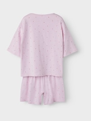 Name It Purple Girls Heart Print Short Sleeve Pyjamas Set - Image 2 of 4