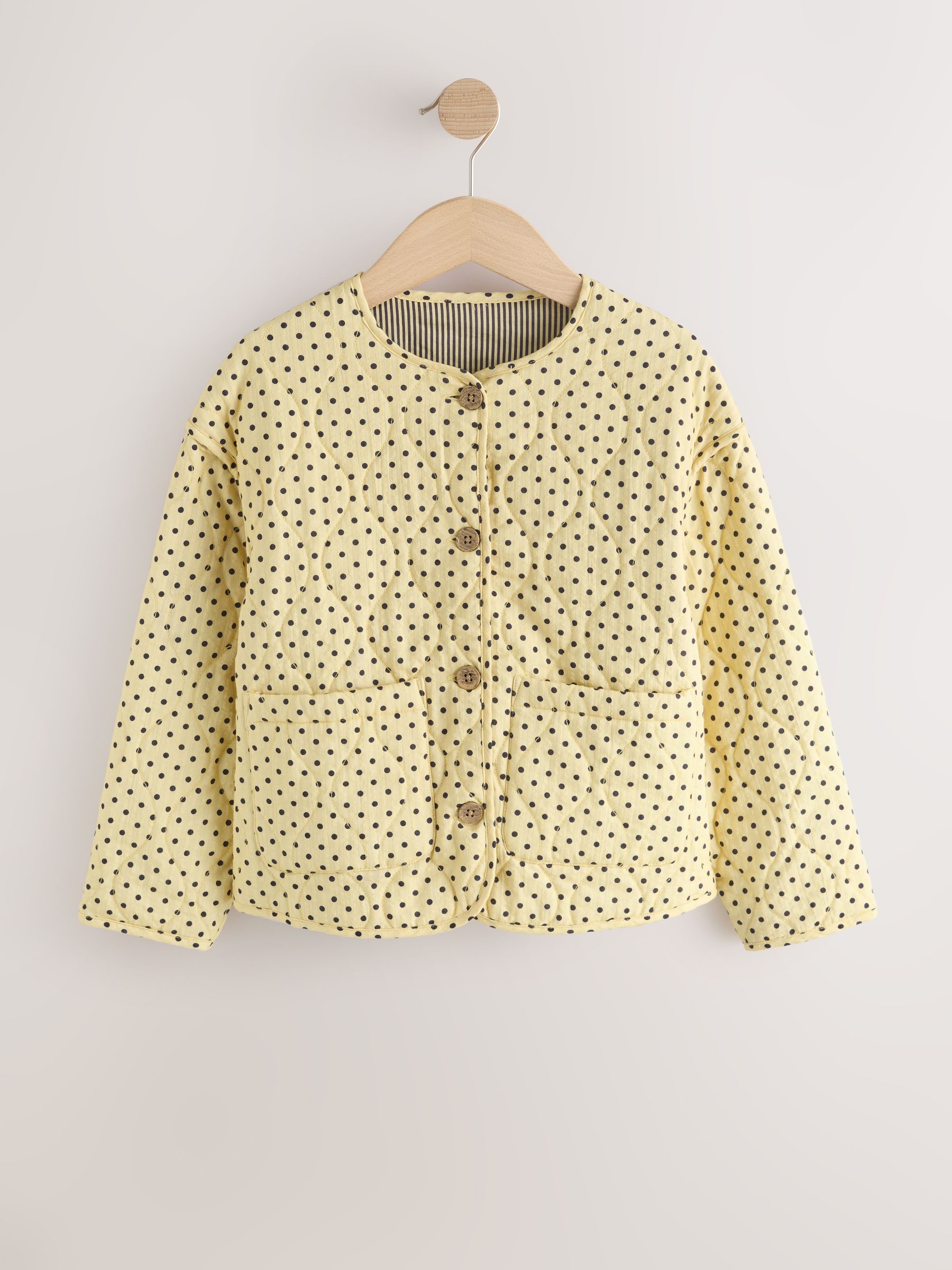 Buy Yellow Polka Dot' Cotton Quilted Jacket (3-16yrs) from the