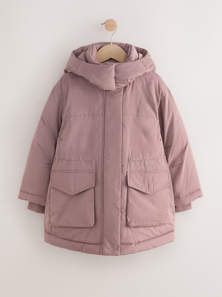 Dusky Pink Waterproof Padded Coat (3-16yrs) - Image 1 of 7 Dusky Pink Waterproof Padded Coat (3-16yrs) - Image 1 of 7