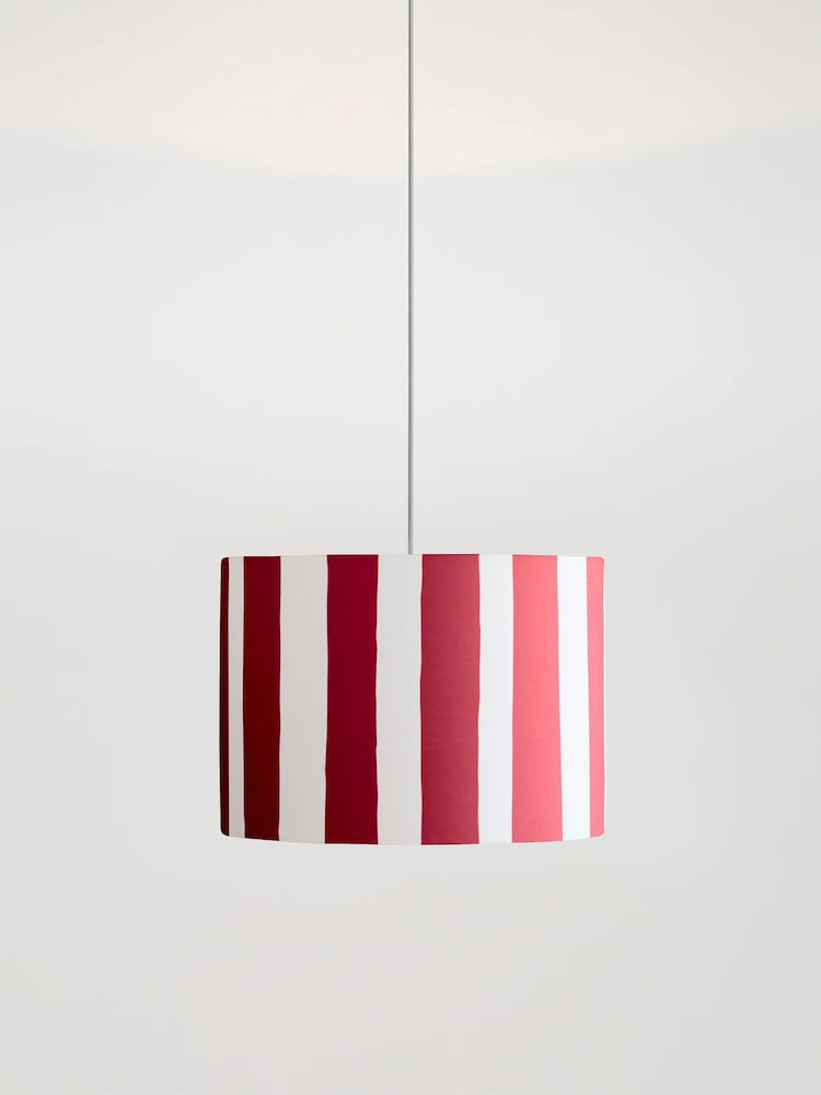 Houseof. Jam Red/Marshmallow Small Stripe Print Ceiling Light - Image 1 of 4