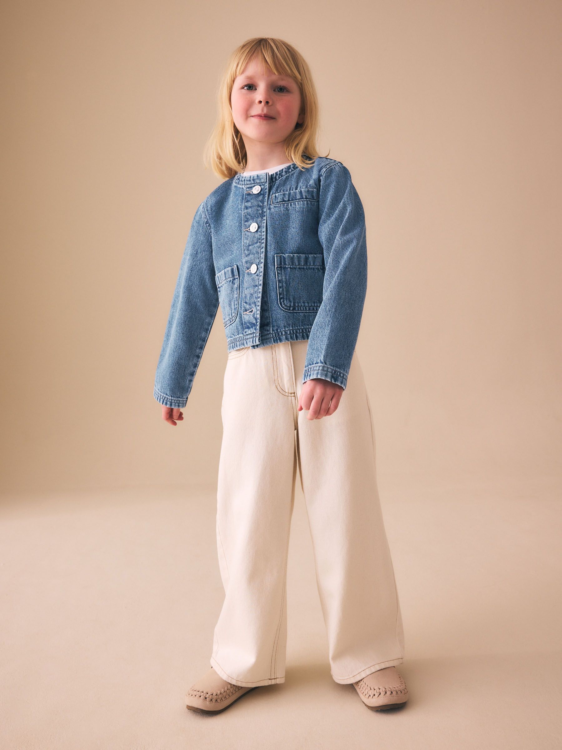 Buy Mid Blue Collarless Denim Jacket (3-16yrs) from Next South Africa