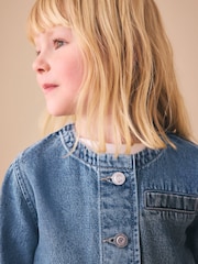 Mid Blue Collarless Denim Jacket (3-16yrs) - Image 4 of 9