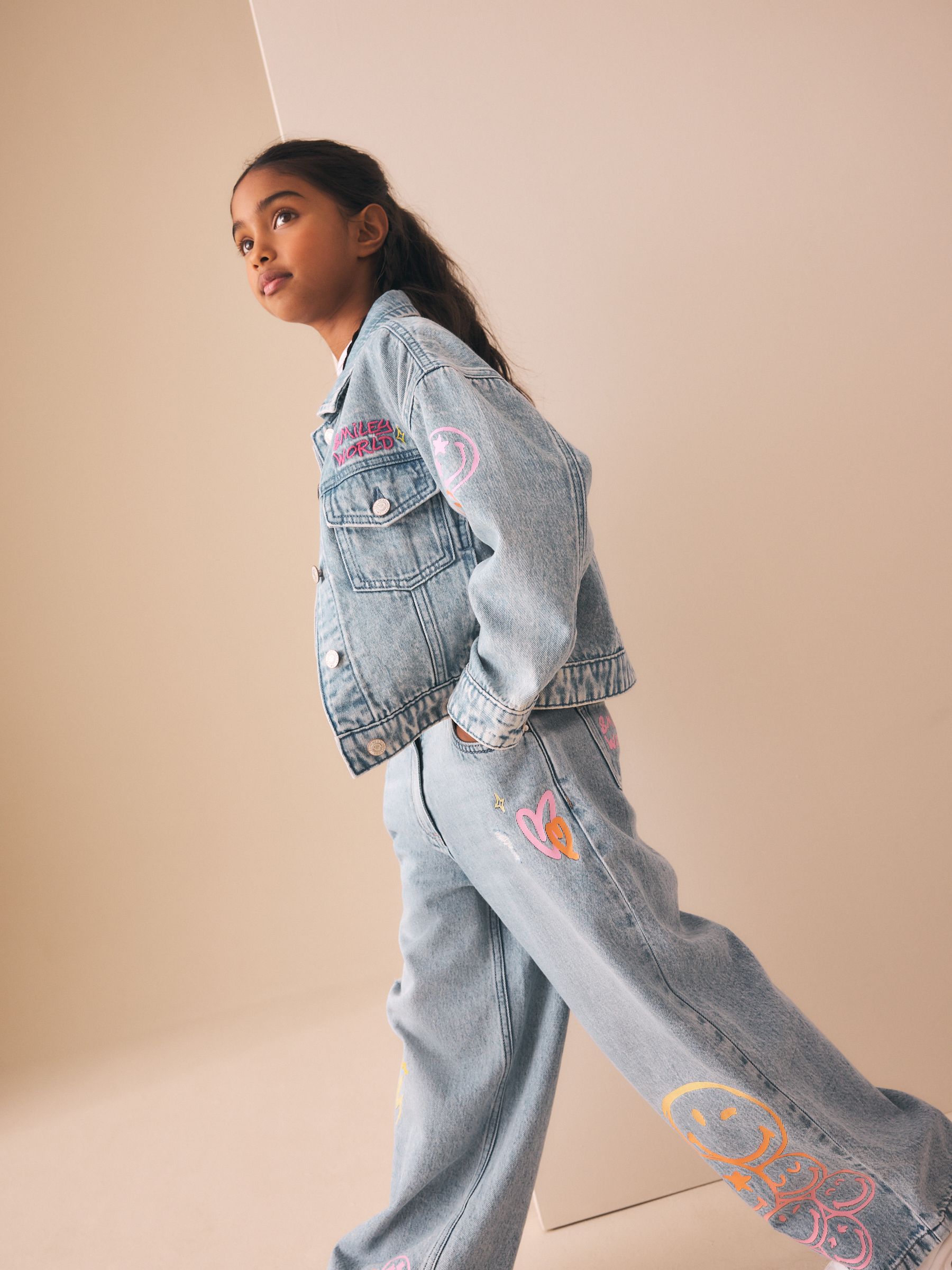 Buy Mid Blue Smiley Denim Jacket (3-16yrs) from the Next UK online