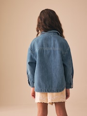 Mid Blue Denim Crochet Pocket Shacket (3-16yrs) - Image 3 of 5