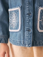 Mid Blue Denim Crochet Pocket Shacket (3-16yrs) - Image 5 of 5