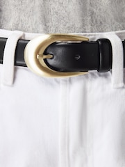 Black Premium Made In Italy Curve Buckle Leather Belt - Image 3 of 6