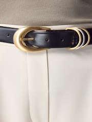 Black Premium Made in Italy Multi Ring Leather Belt - Image 5 of 7