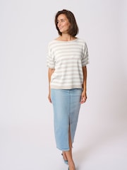Kaffe Natural Karegina Short Sleeve Pullover Jumper - Image 2 of 7