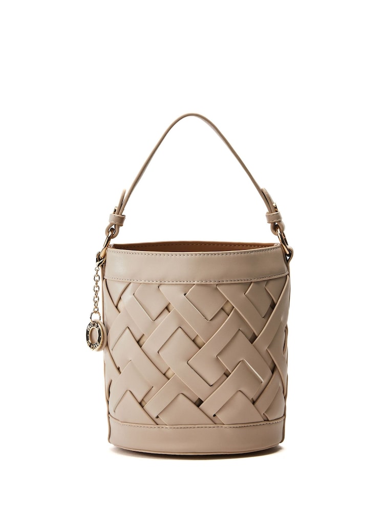 Moda in Pelle Trelly Lattice Front White Bucket Bag - Image 2 of 4 Moda in Pelle Trelly Lattice Front White Bucket Bag - Image 2 of 4