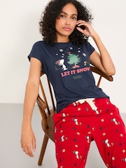 FatFace Red Snoopy Jersey Pyjama Set - Image 4 of 7