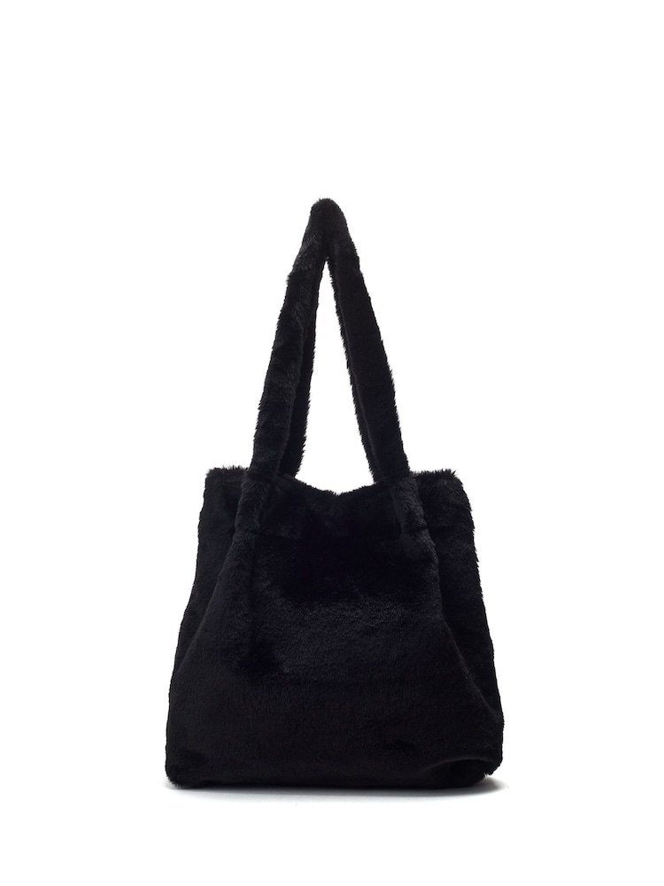 Moda in Pelle Bambi Fluffy Black Shoulder Bag - Image 2 of 4