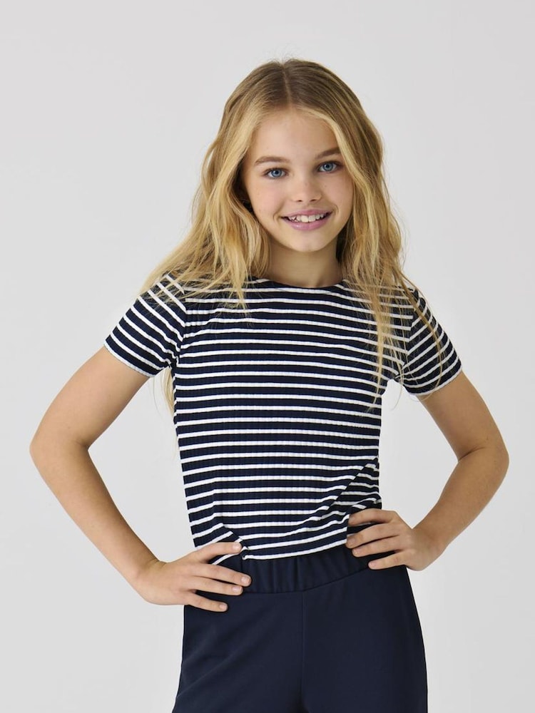 ONLY KIDS Blue Stripe T-Shirt - Image 1 of 4