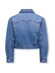 ONLY KIDS Blue Cropped Denim Jacket - Image 3 of 5