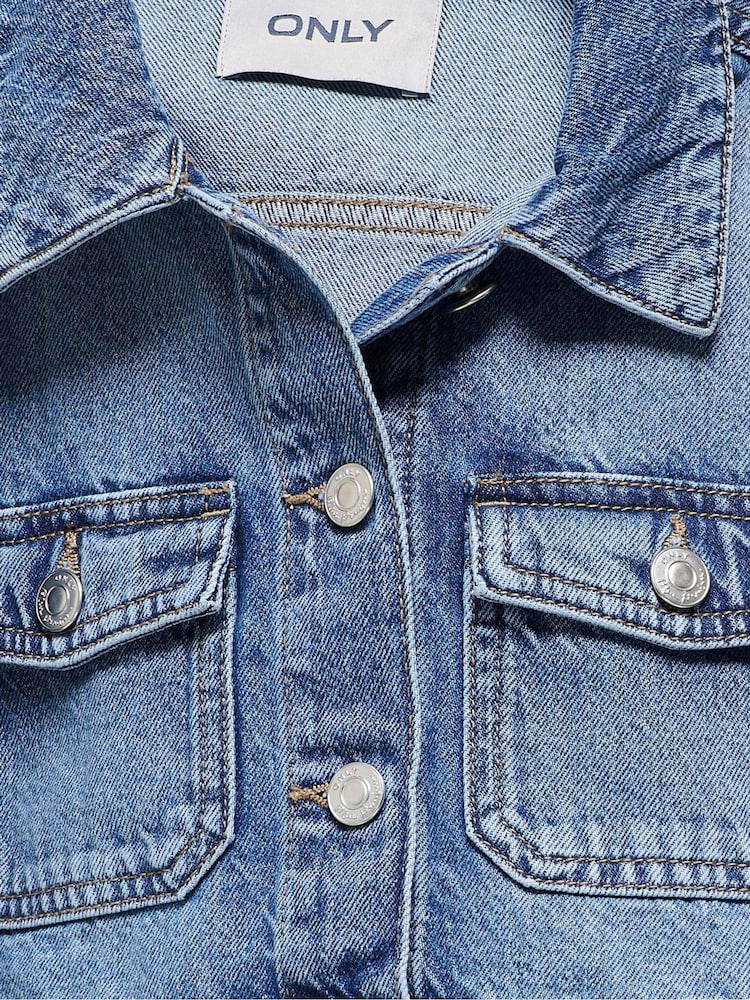 ONLY KIDS Blue Cropped Denim Jacket - Image 4 of 5