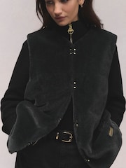 Barbour International Black Mialin Fur Gilet - Image 1 of 11