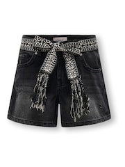 ONLY KIDS Denim Black Shorts With Belt - Image 1 of 3