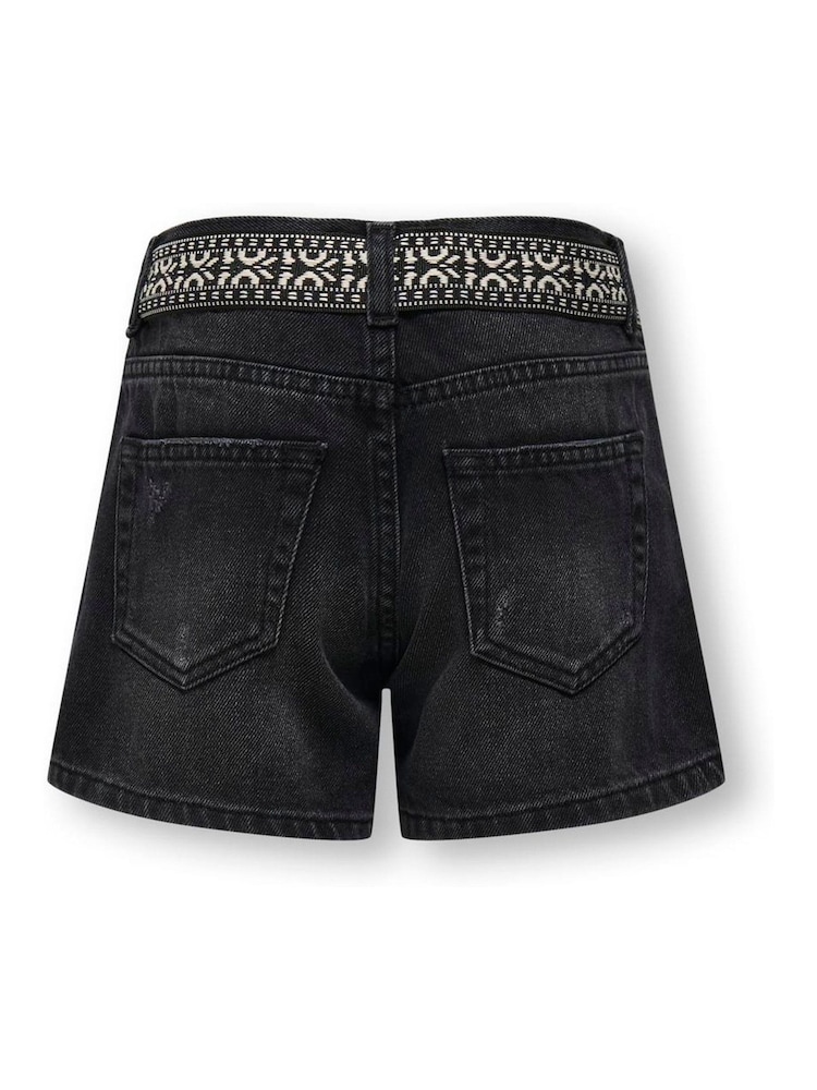 ONLY KIDS Denim Black Shorts With Belt - Image 2 of 3