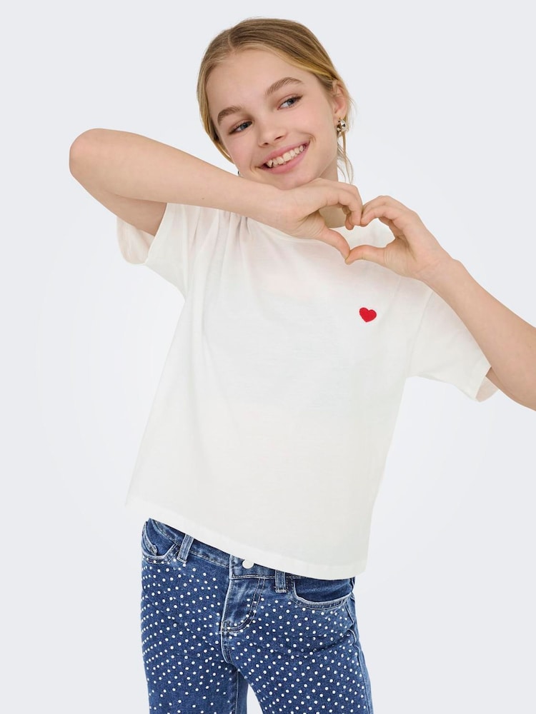 ONLY KIDS 100% Cotton Short Sleeve Cropped White T-Shirt - Image 1 of 5