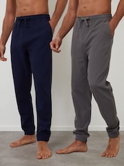 Threadbare Grey Waffle Textured Jogger-Style Lounge Joggers 2 Pack - Image 1 of 5