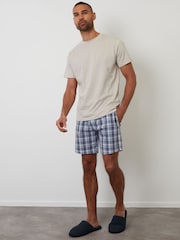 Threadbare Natural Check Short Sleeve Pyjamas Set - Image 3 of 4