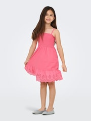ONLY KIDS Pink Broderie Detail Smocked Dress - Image 1 of 6