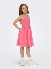 ONLY KIDS Pink Broderie Detail Smocked Dress - Image 2 of 6