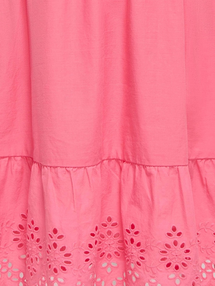ONLY KIDS Pink Broderie Detail Smocked Dress - Image 6 of 6