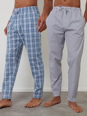 Threadbare Blue Cotton Poplin Lounge Joggers 2 Pack - Image 1 of 5