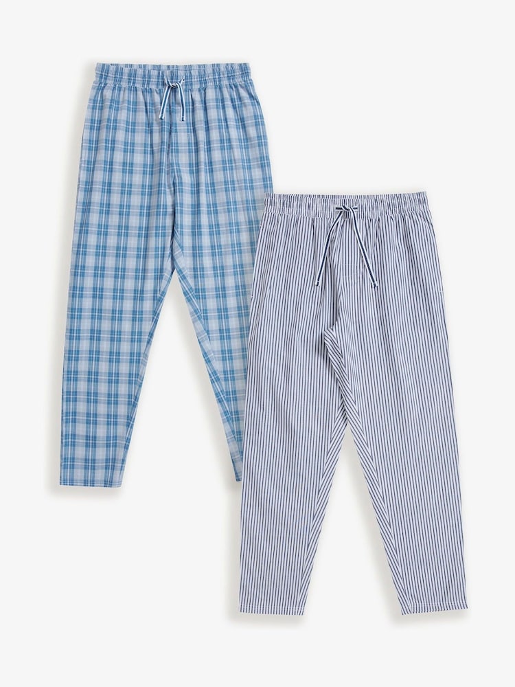 Threadbare Blue Cotton Poplin Lounge Joggers 2 Pack - Image 5 of 5