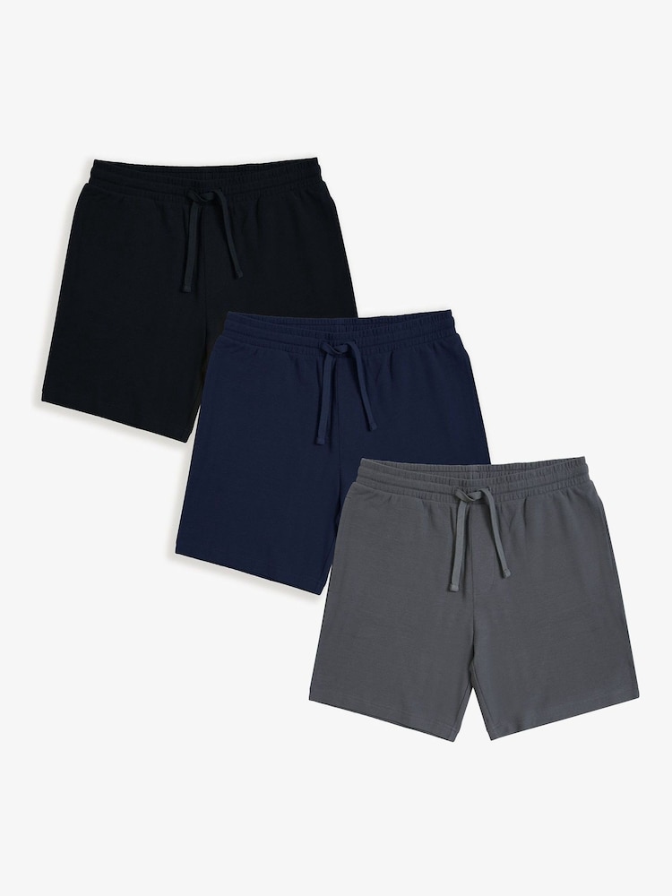Threadbare Black Waffle Textured Lounge 100% Cotton Shorts 3 Pack - Image 1 of 4