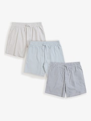 Threadbare Blue Stripe Cotton Poplin Lounge Shorts 3 Pack - Image 1 of 4