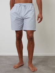 Threadbare Blue Stripe Cotton Poplin Lounge Shorts 3 Pack - Image 2 of 4