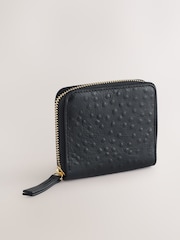 Black Leather Embossed Zip Around Purse - Image 1 of 5