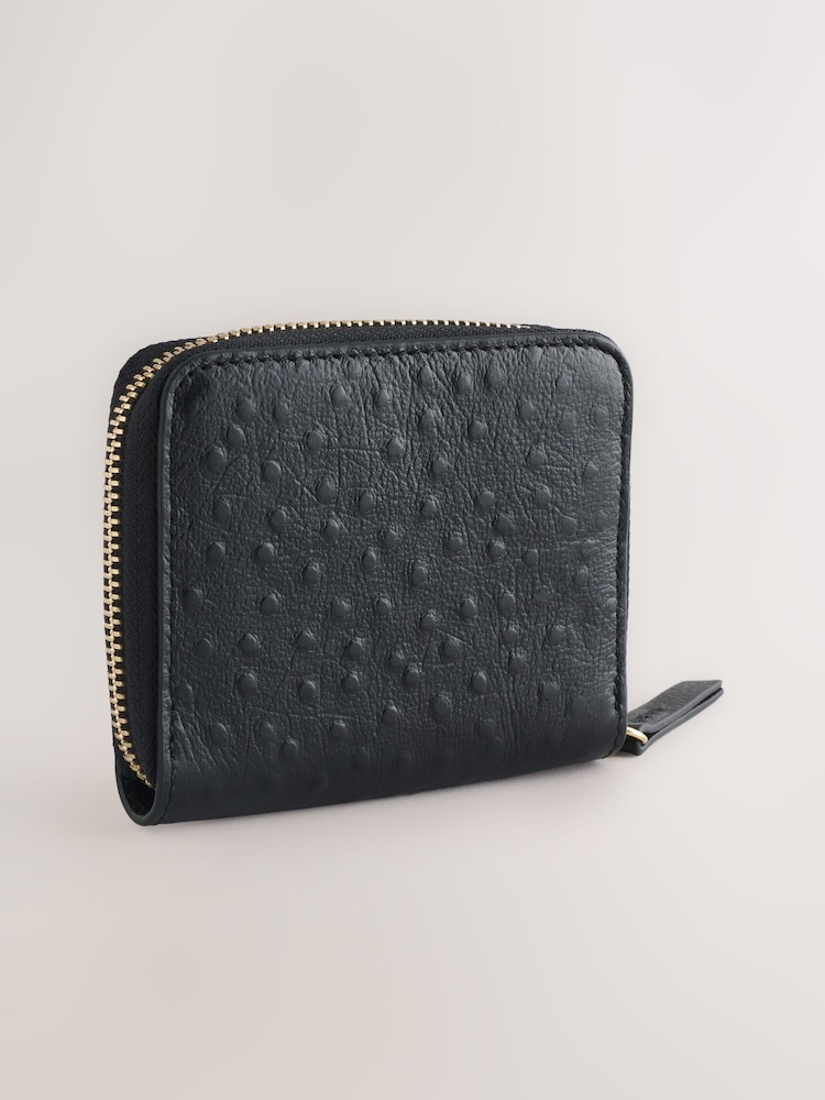 Black Leather Embossed Zip Around Purse - Image 2 of 5