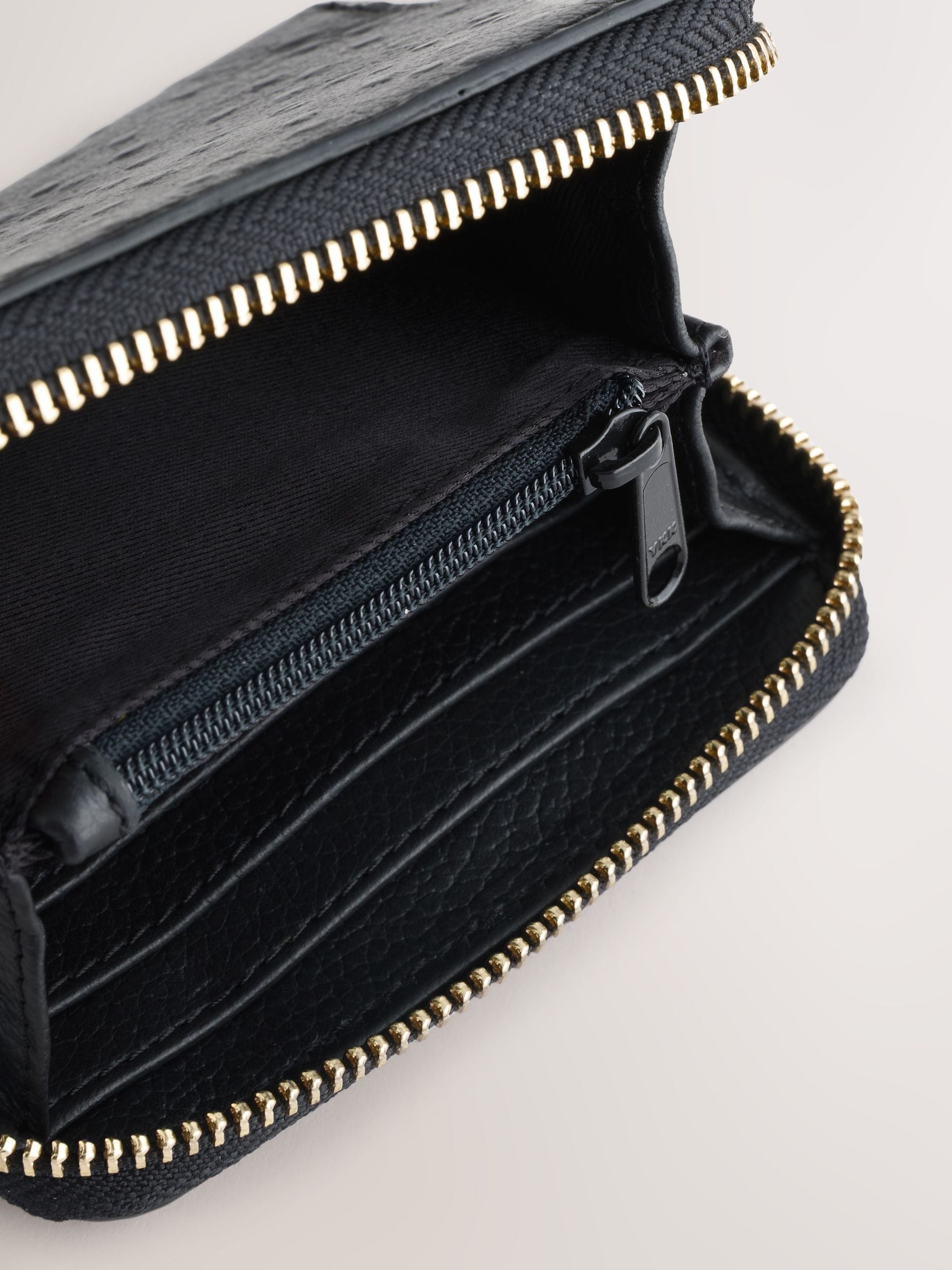 Buy Black Leather Embossed Zip Around Purse from Next USA