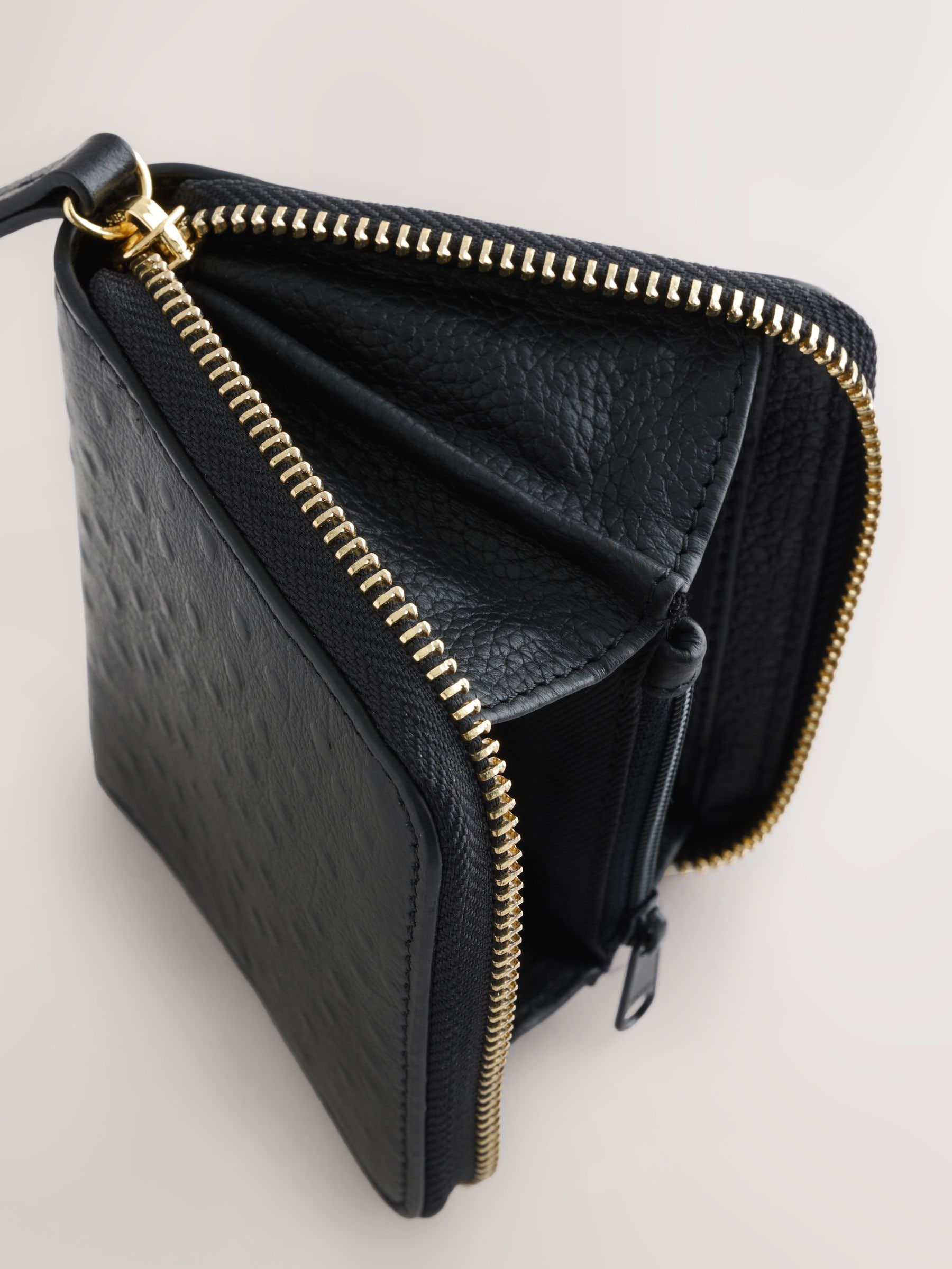 Buy Black Leather Embossed Zip Around Purse from Next Netherlands
