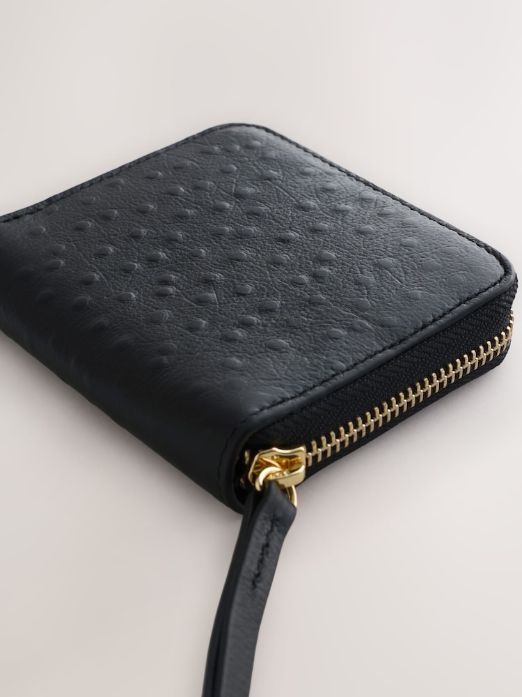 Black Leather Embossed Zip Around Purse - Image 5 of 5