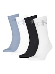Calvin Klein White Mens Crew Socks 4 Pack - Image 1 of 2