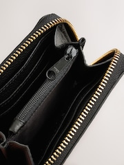 Tan Brown Animal Print Leather Hair On Zip Around Purse - Image 3 of 4