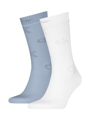 Calvin Klein White Mens Jeans Classic Socks 2 Pack - Image 1 of 2