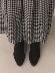 Black Suede Forever Comfort® Slouchy Knee High Block Heeled Boots - Image 6 of 9