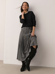 Black Suede Forever Comfort® Slouchy Knee High Block Heeled Boots - Image 7 of 9