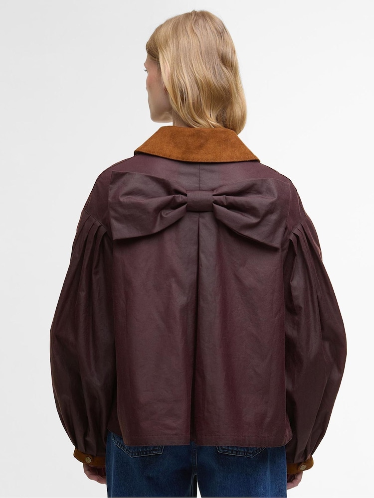 Barbour x Farm Rio Wine Thais Wax Bow Jacket - Image 2 of 8 Barbour x Farm Rio Wine Thais Wax Bow Jacket - Image 2 of 8