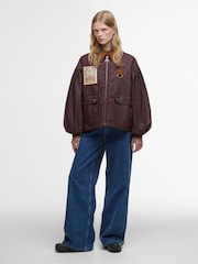 Barbour x Farm Rio Wine Thais Wax Bow Jacket - Image 3 of 8