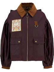 Barbour x Farm Rio Wine Thais Wax Bow Jacket - Image 7 of 8