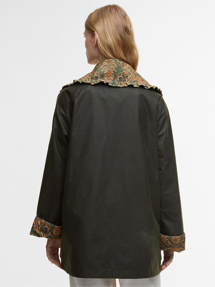 Barbour x Farm Rio Green Maria Clara Wax Jacket - Image 2 of 9 Barbour x Farm Rio Green Maria Clara Wax Jacket - Image 2 of 9